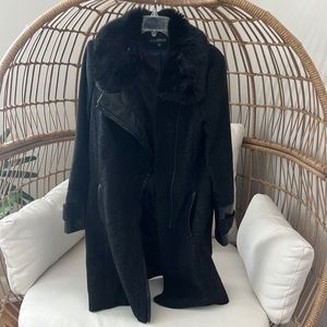 Via Spiga wool/polyester/fur mid length coat